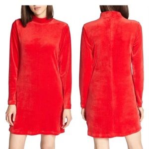 NWT Sanctuary Red Velour Velvet Shift Dress Mock Neck 1X Holiday Party Mini